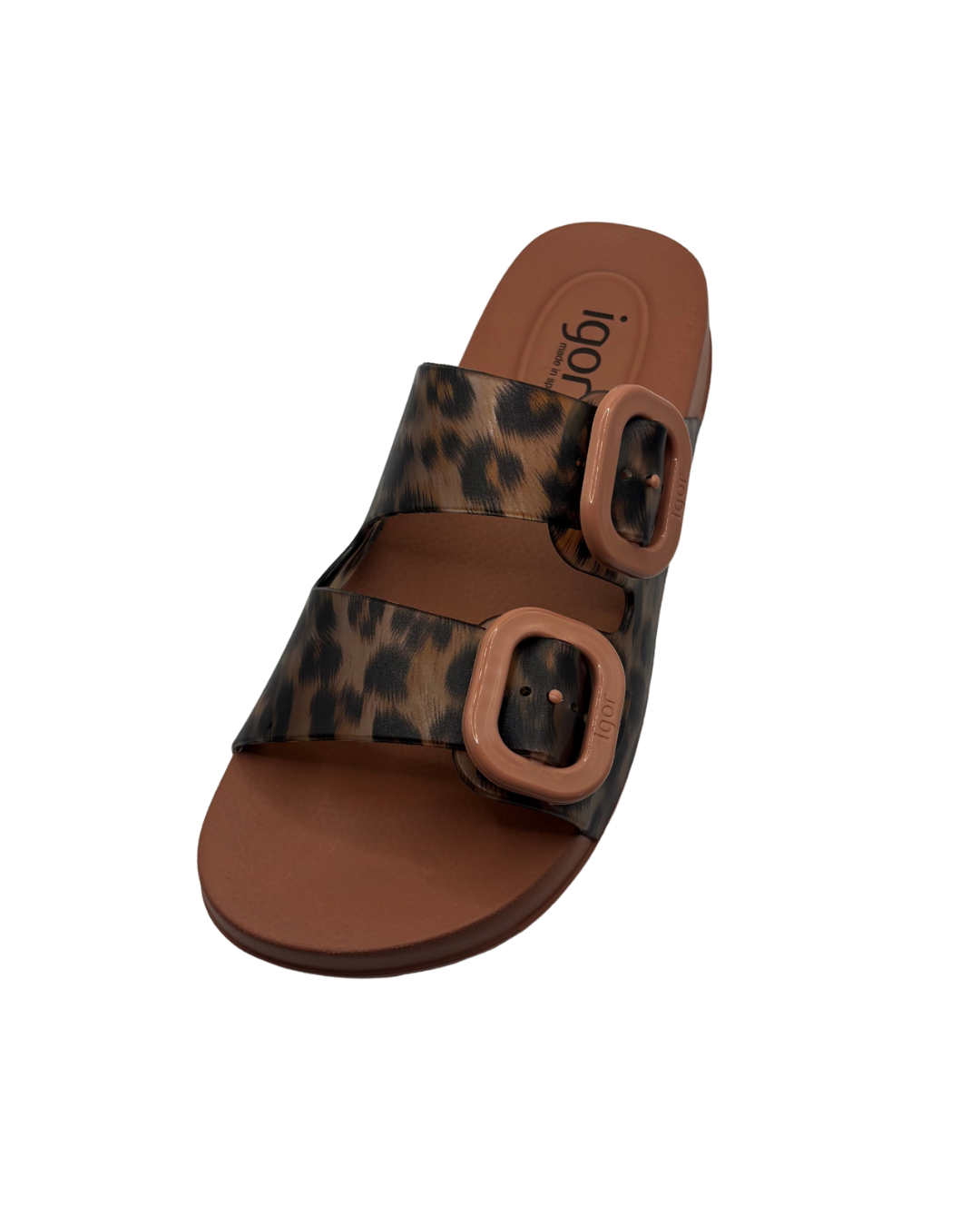 Igor Coral and Black Animal Print Slip on Sandals