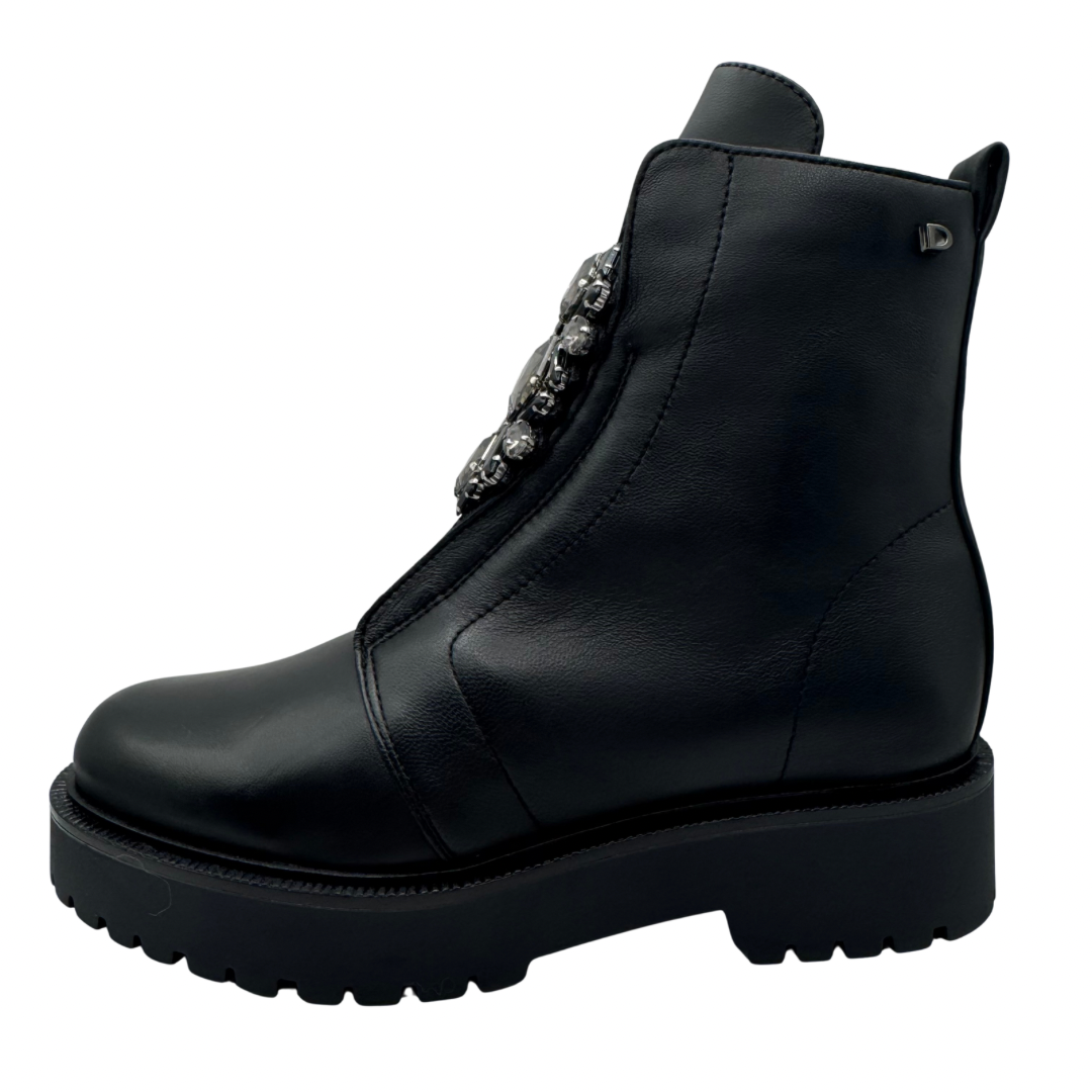 Donna Serena Black Boots with Jewel Detail
