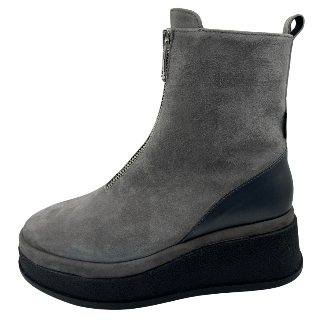 Marco Moreo Grey Suede Wedge Leather Boots