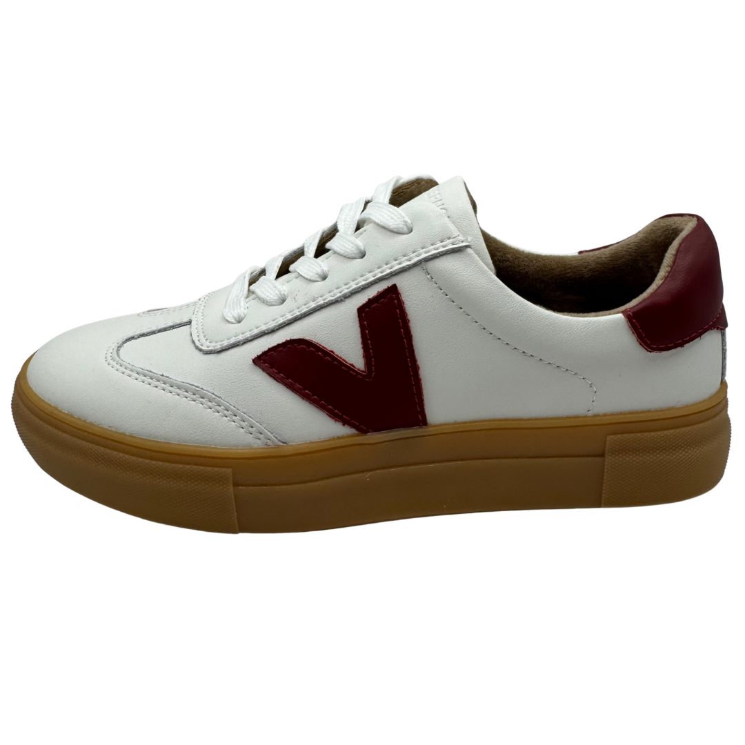 Drilleys White &amp; Red Platform Trainers