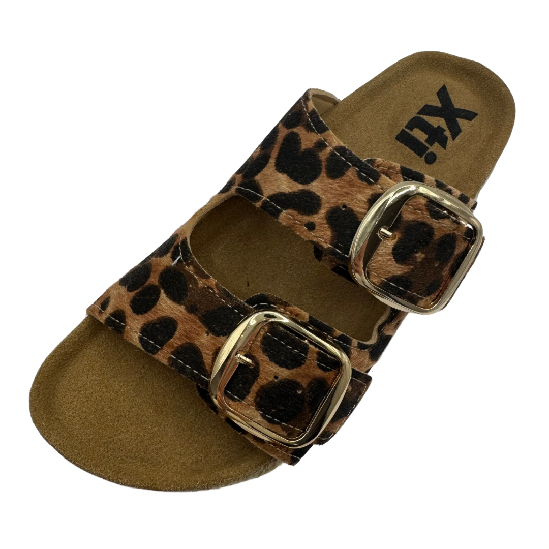 Xti Leopard Print Platform Slip On Sandals
