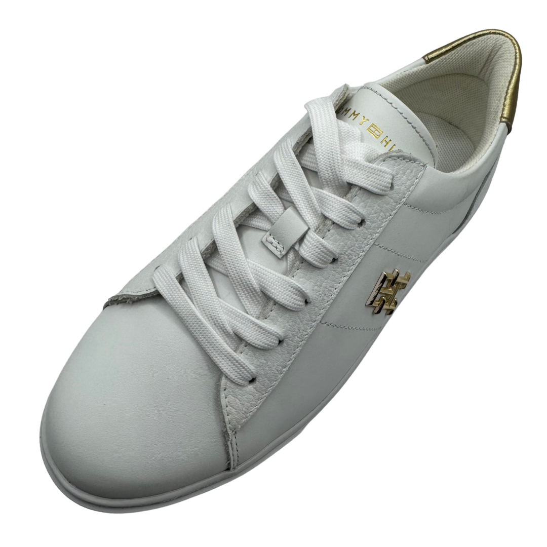 Tommy Hilfiger White Platform with Gold Logo Detail