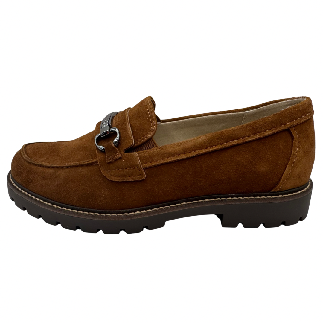 Caprice Cognac Suede Loafers