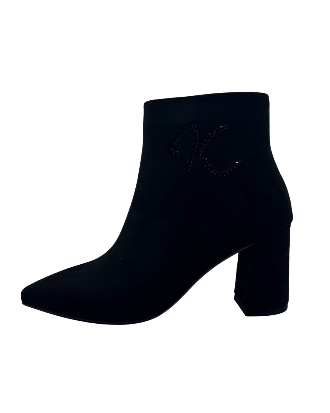 Kate Appleby Black Suede Heeled Boot with Diamanté K