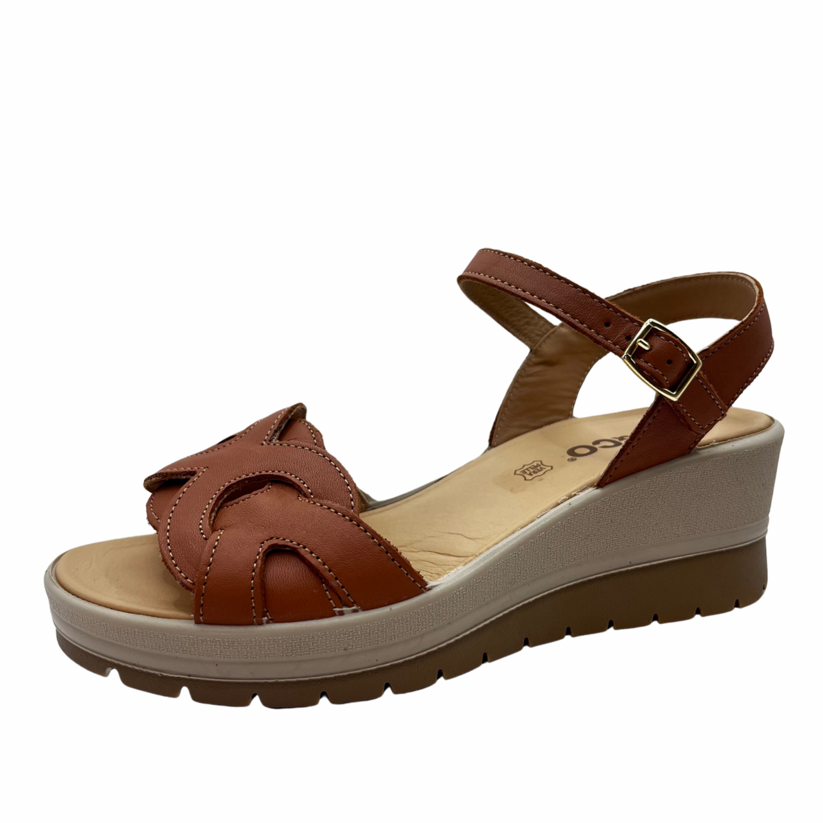 Igi &amp; Co Brown and Tan Leather Wedge Sandal