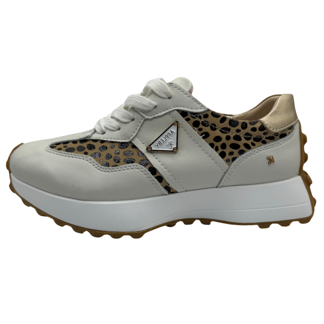 Kate Appleby Cream &amp; Leopard Print Trainers