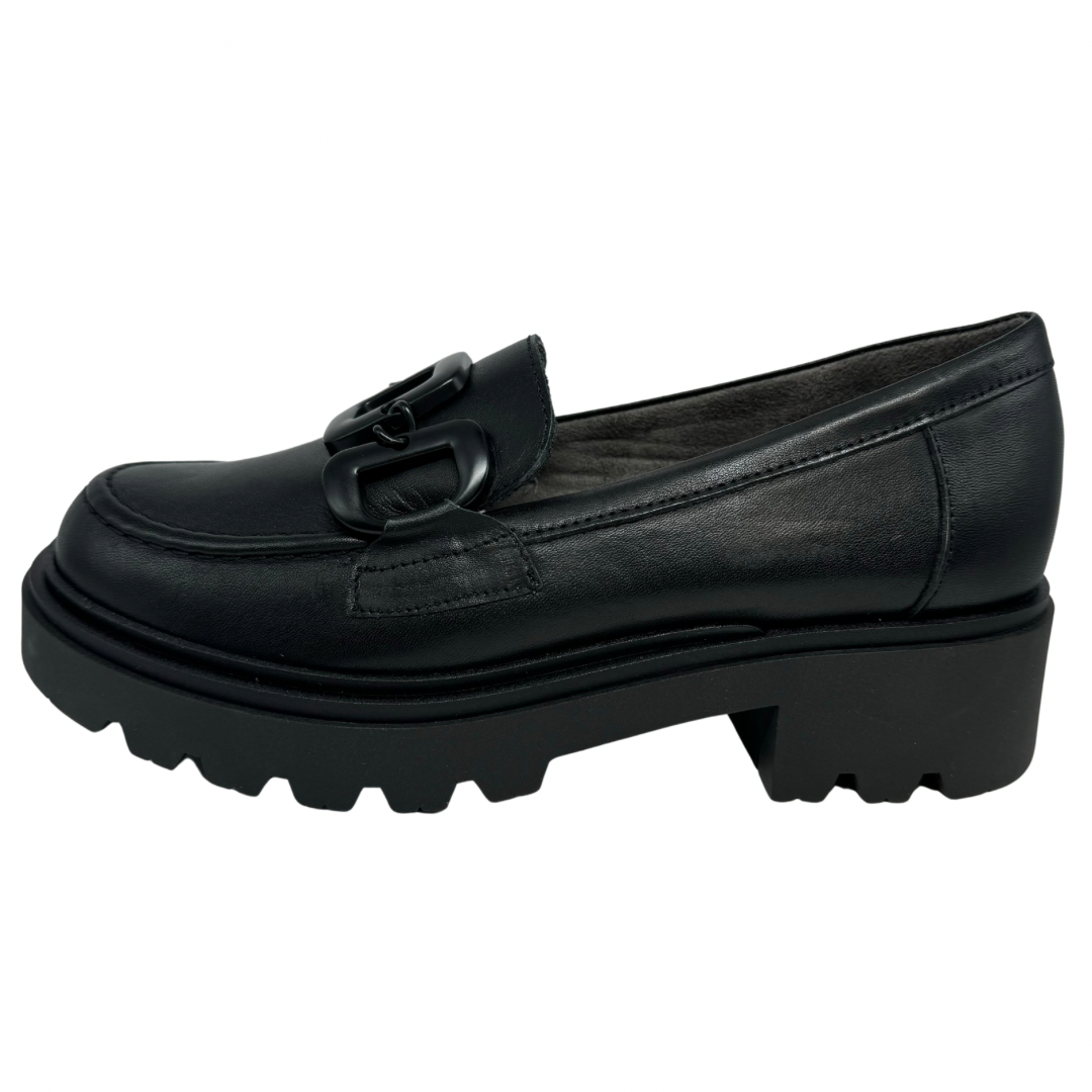 Pitillos Black Loafers with black Buckle