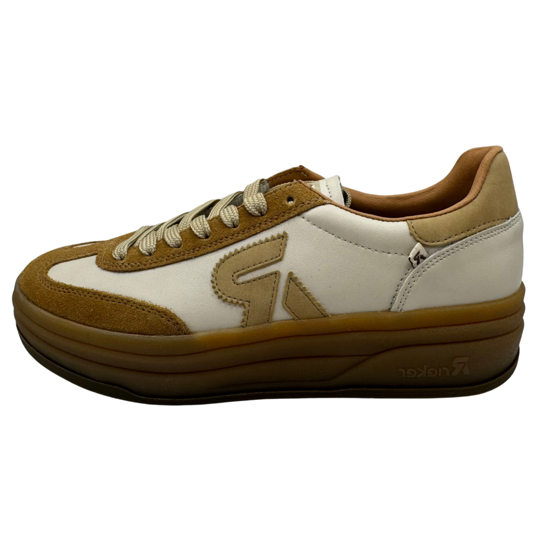 Rieker Beige &amp; Brown Platform Trainers