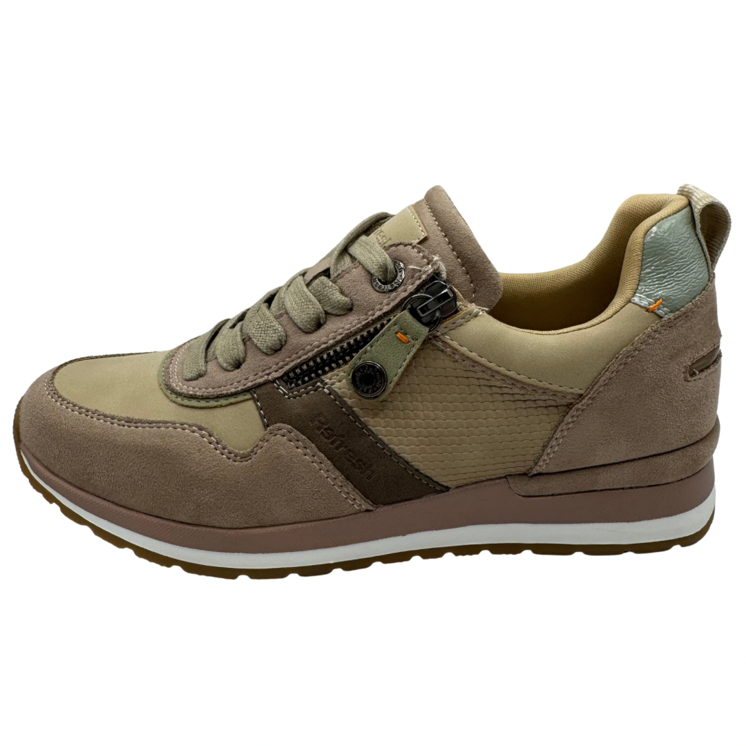 Refresh Beige &amp; Nude Trainers with Side Zip