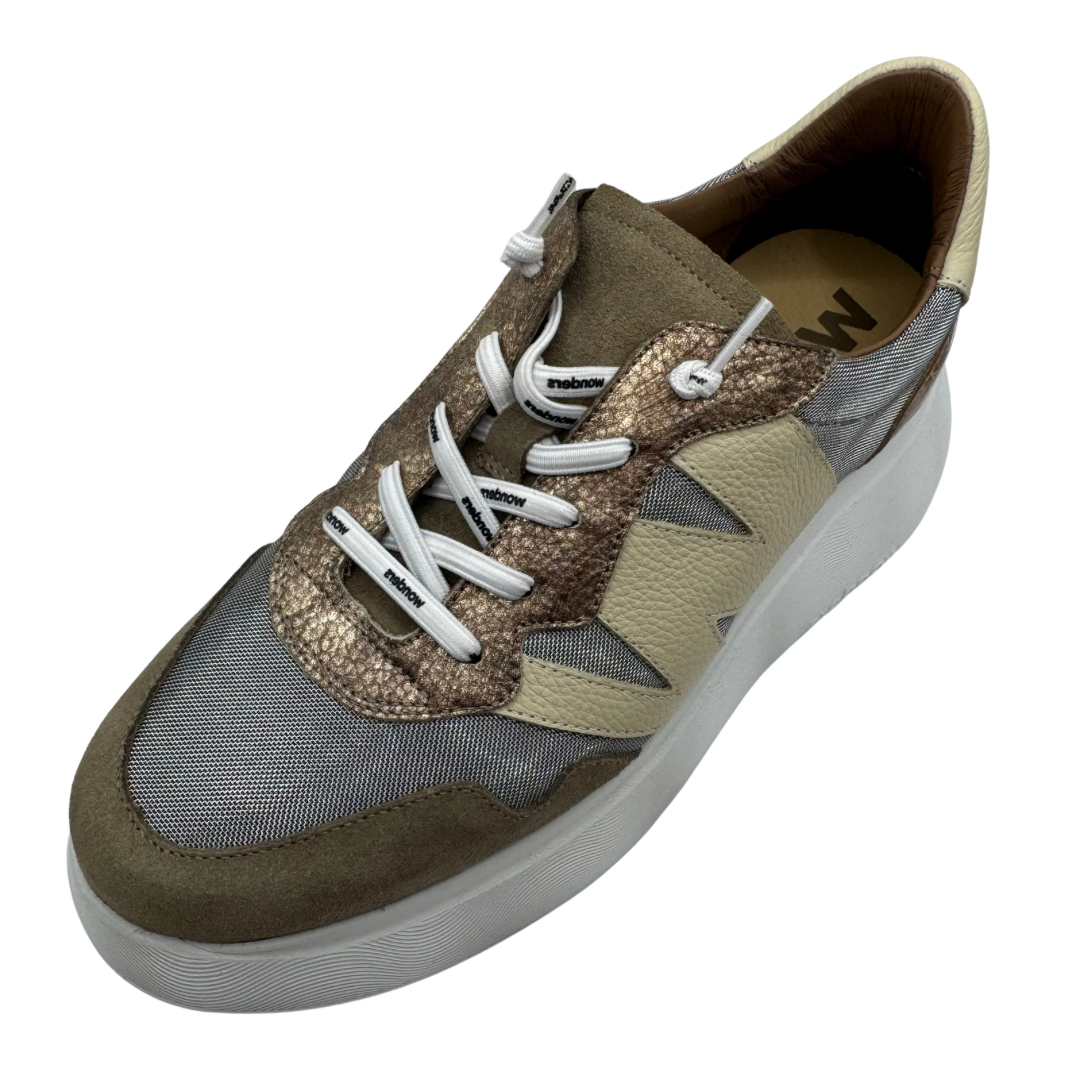 Wonders Beige &amp; Cream Platform Trainers