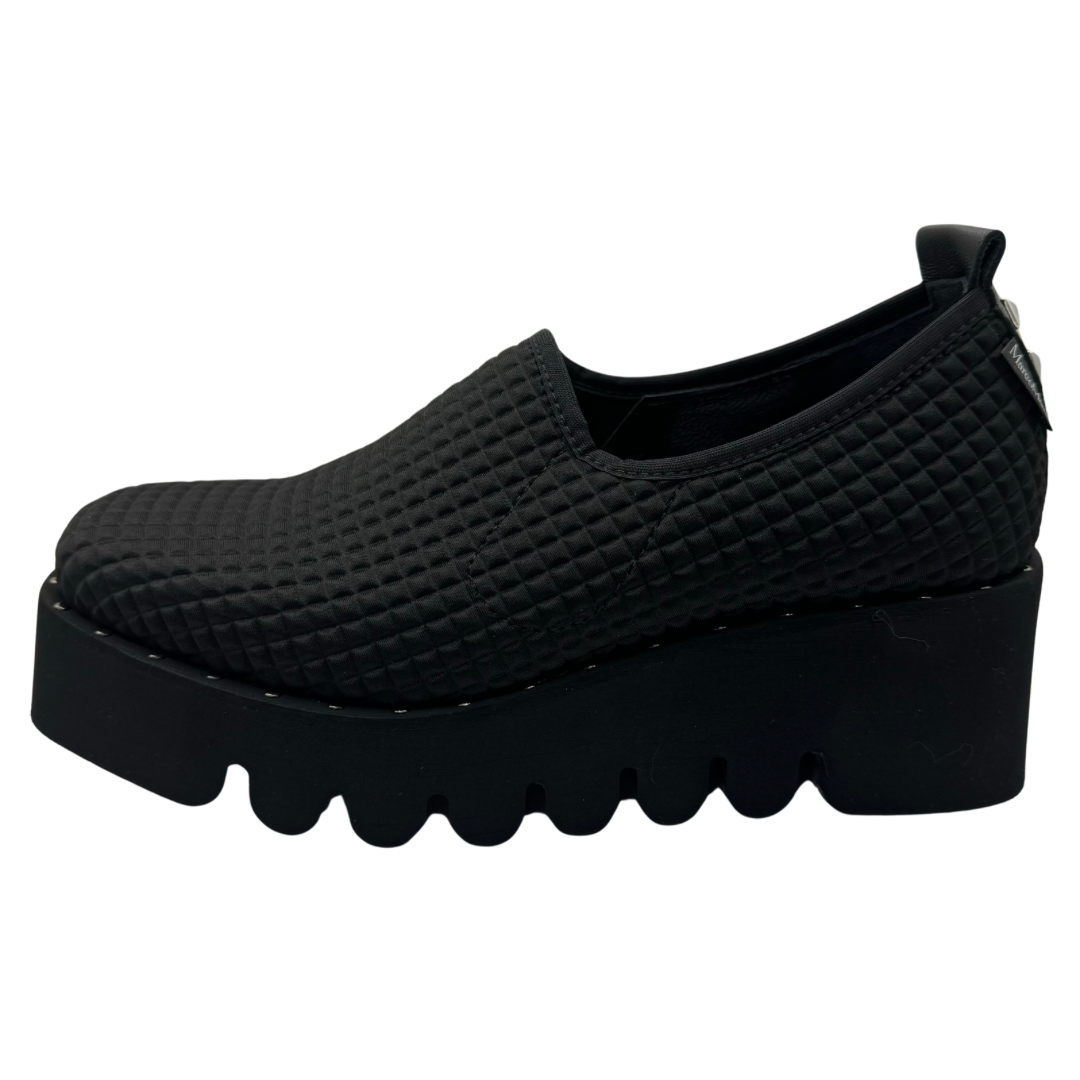 Marco Moreo Black Quilted Platform Wesge Slip On Loafers