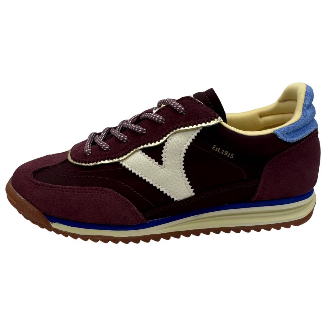 Victoria Burgundy, Cream &amp; Blue Trainers