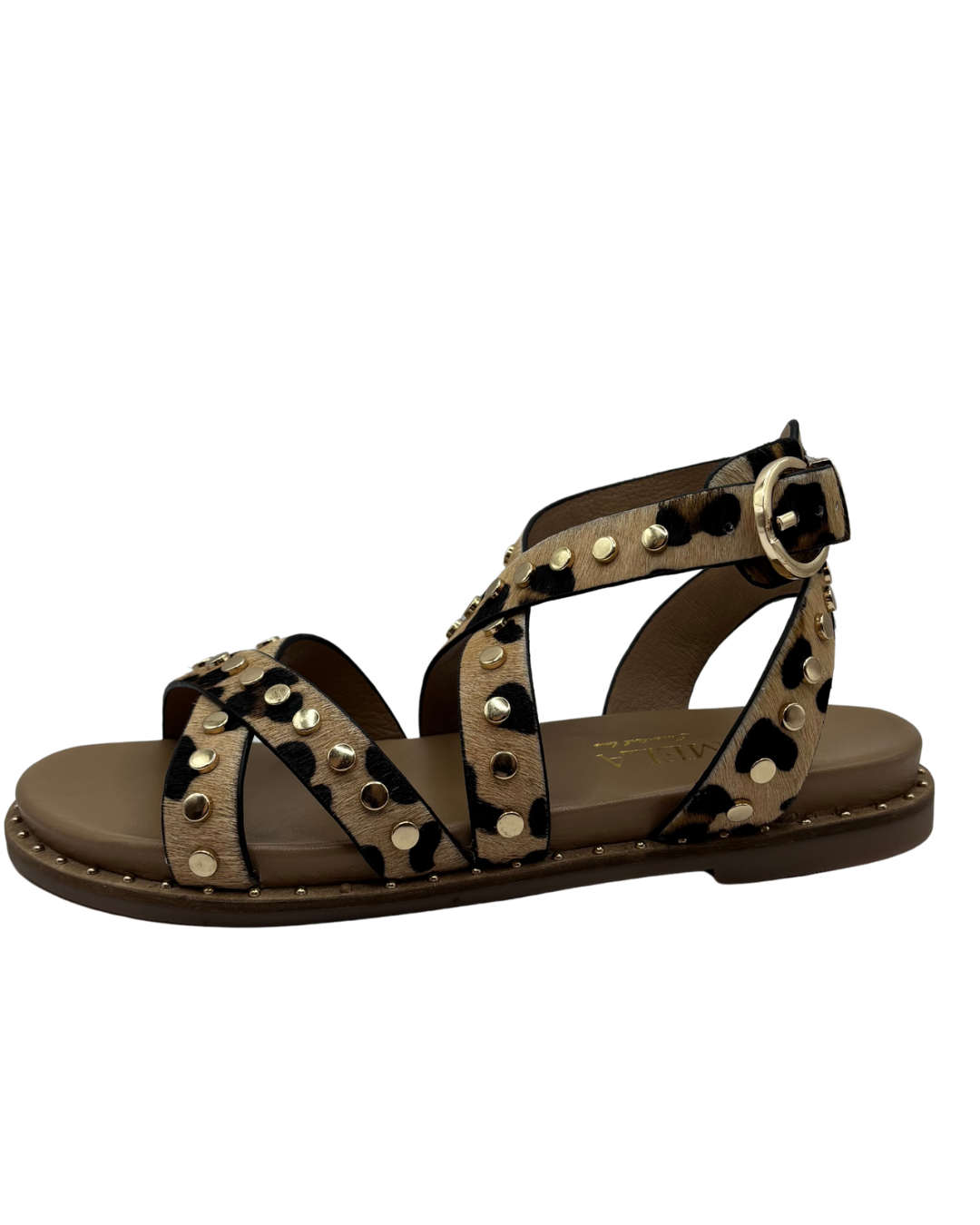 Carmela Leopard Print Cross Strap Sandal