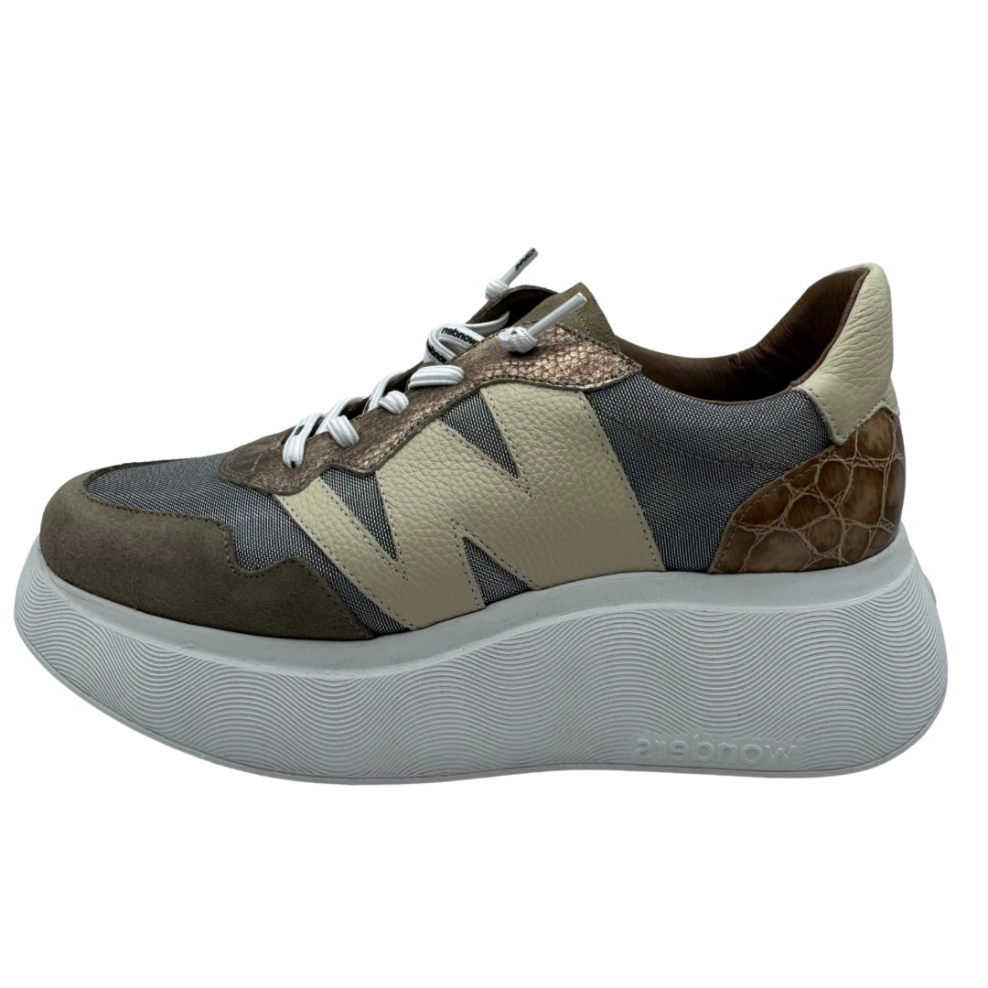 Wonders Beige &amp; Cream Platform Trainers