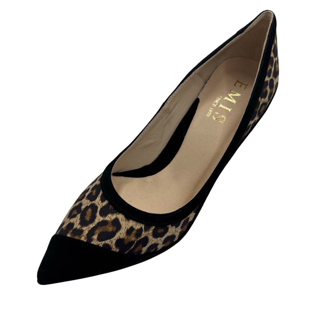 Emis Black Suede &amp; Leopard Print Heels