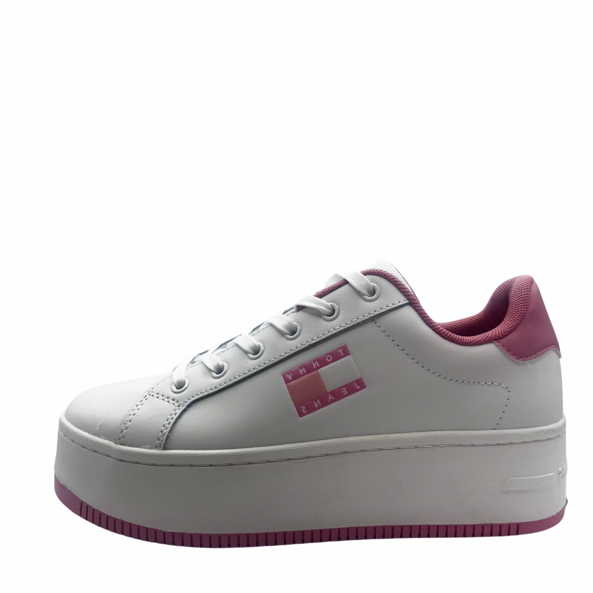 Tommy Jeans White and Pink Platform Trainers