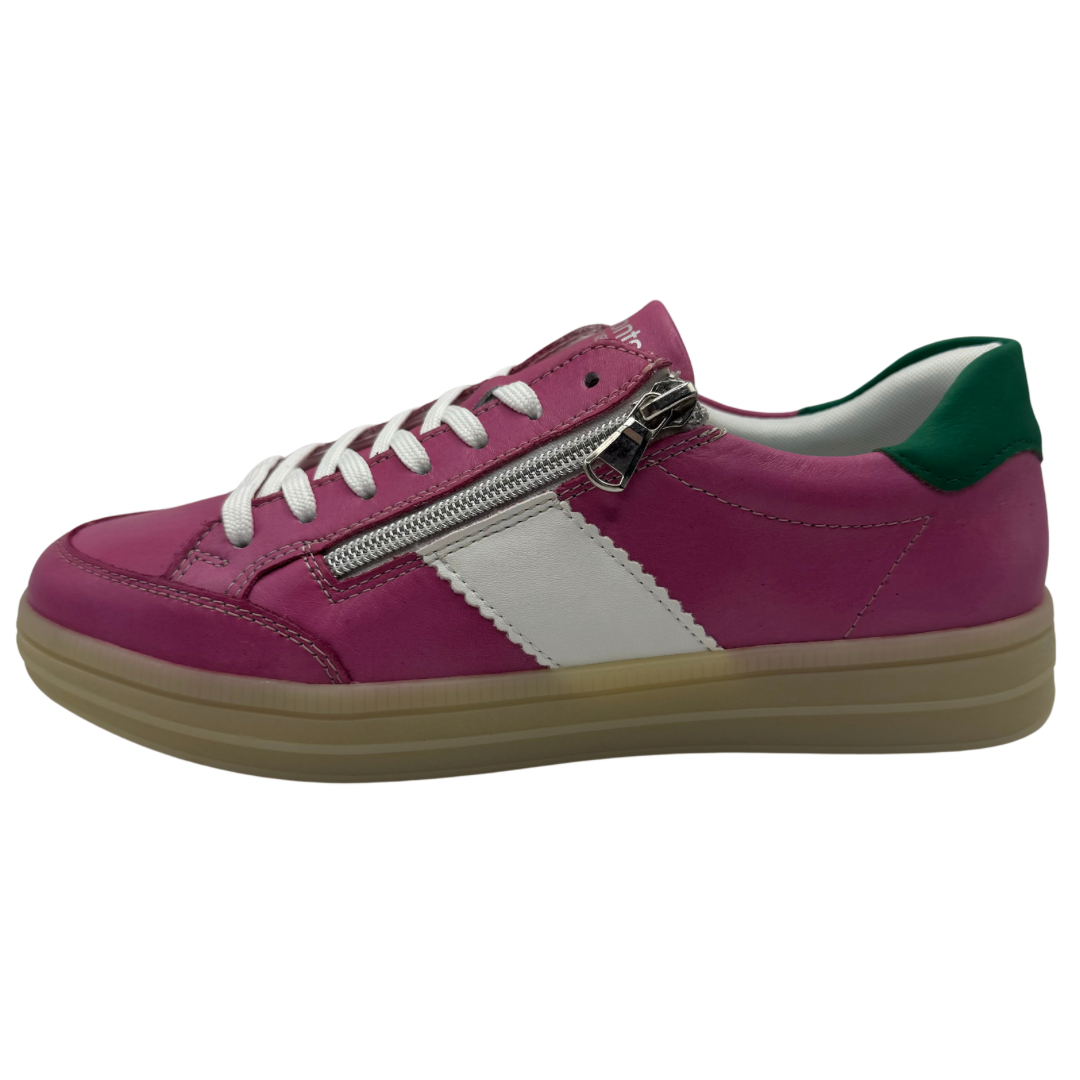 Remonte Pink Trainers with White &amp; Green Detail