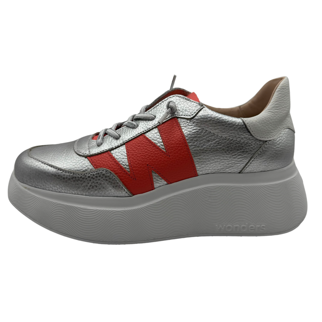 Wonders Metallic Silver &amp; Coral Trainers