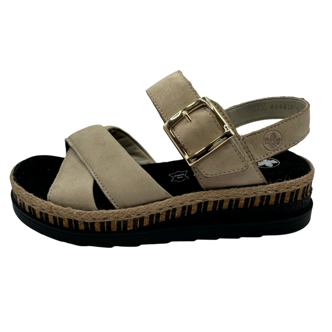 Rieker Black and Brown Leather Sandals