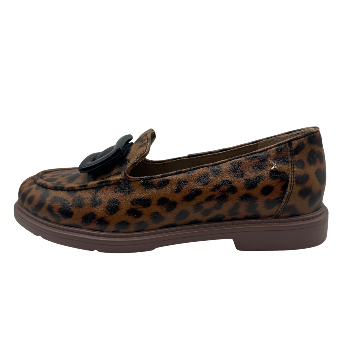 Kate Appleby Leopard Print Loafers with Black Buckle Detail