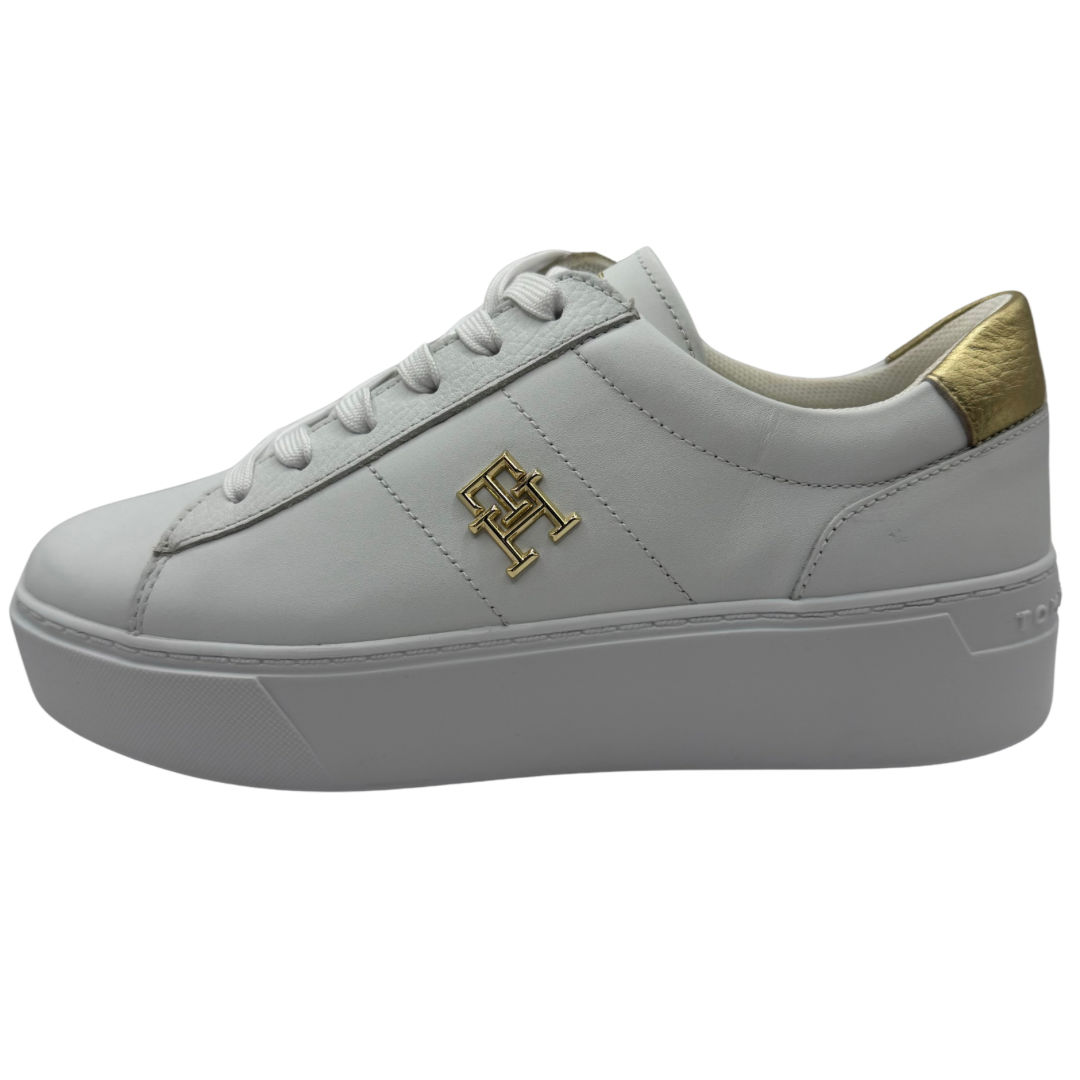 Tommy Hilfiger White Platform with Gold Logo Detail