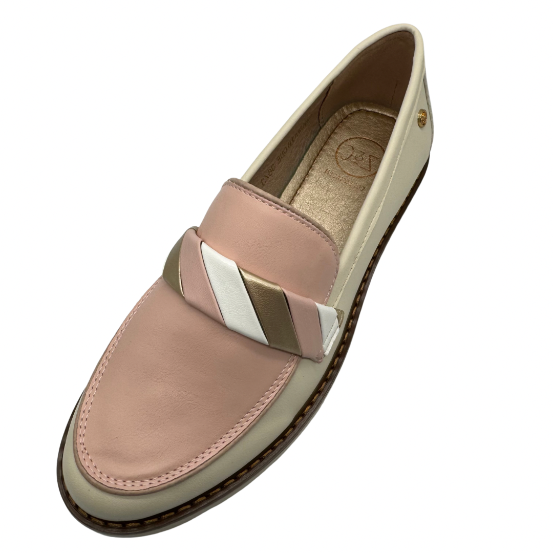 Zanni &amp; Co Cream and Pink Loafers