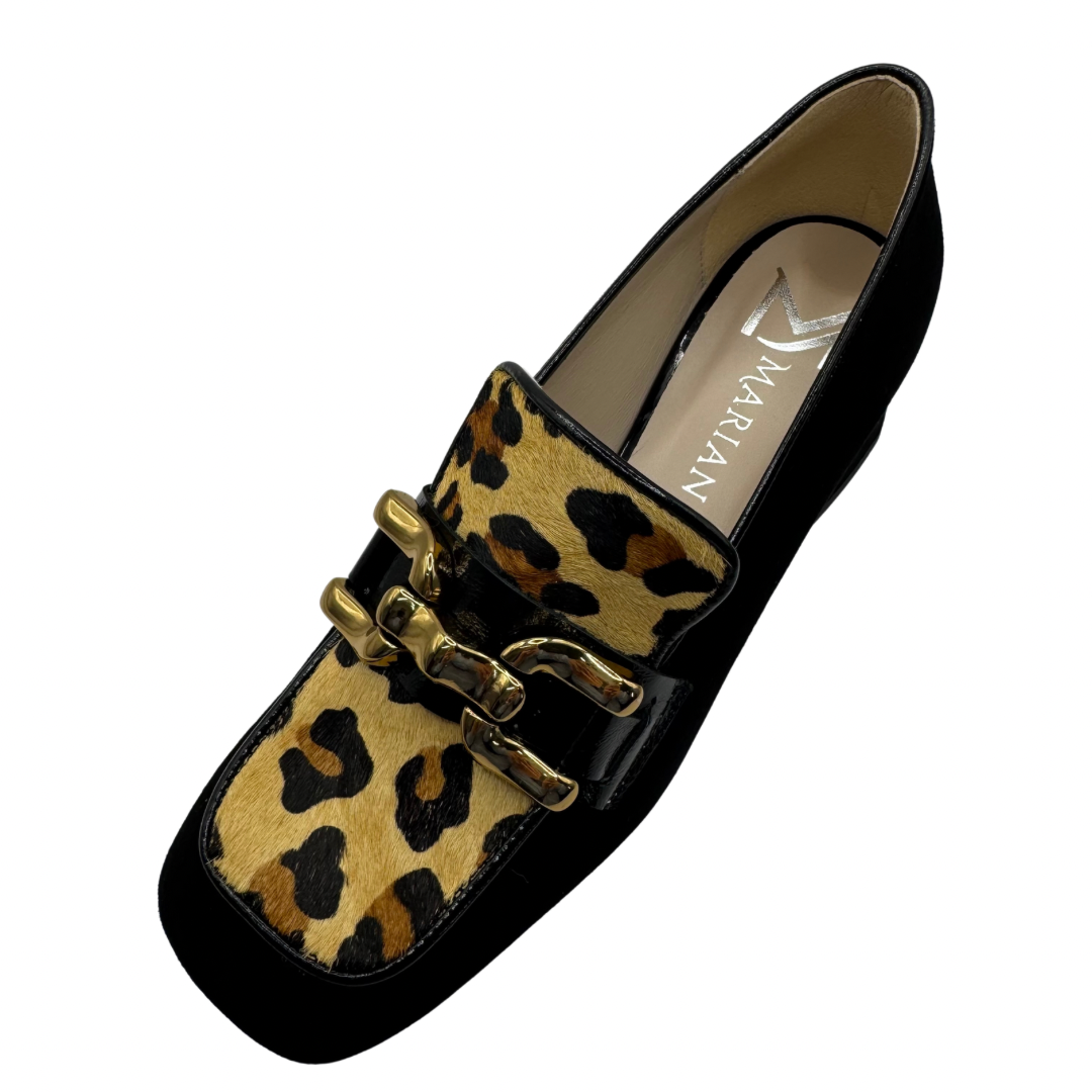 Marian Black &amp; Leopard Print Loafers