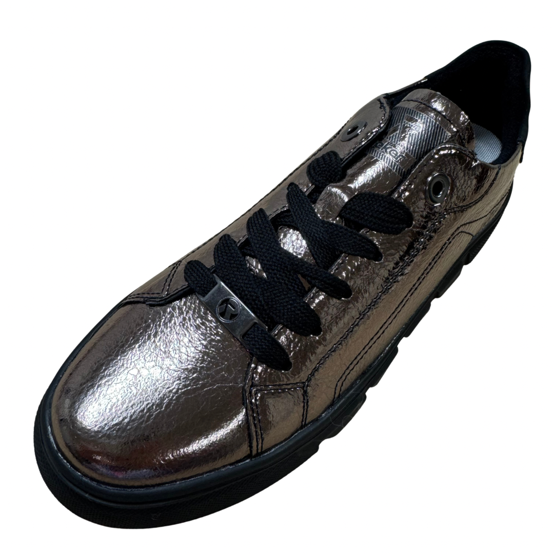 Rieker Bronze Metallic Wedge Trainers