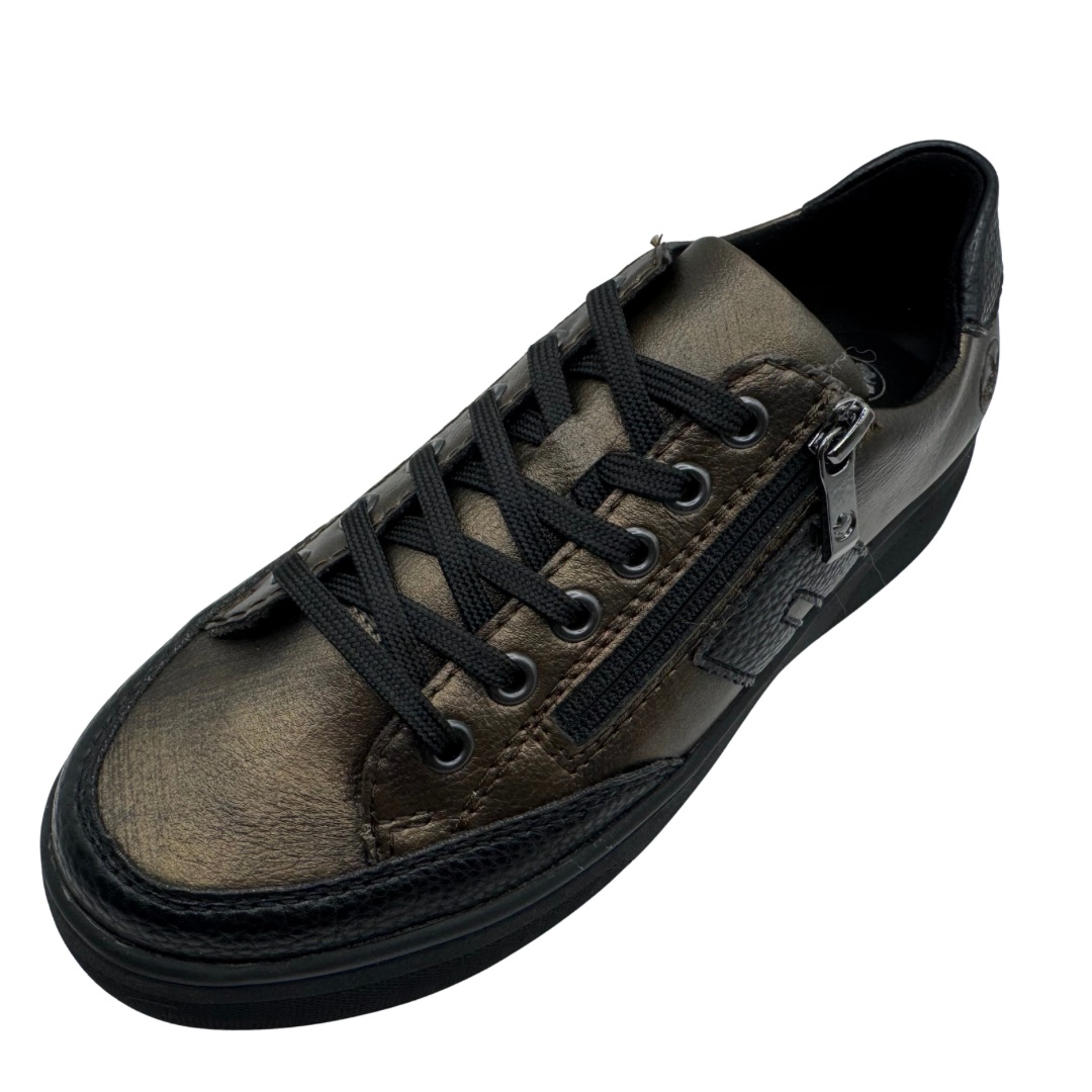 Rieker Bronze Platform Trainers with Side Zip