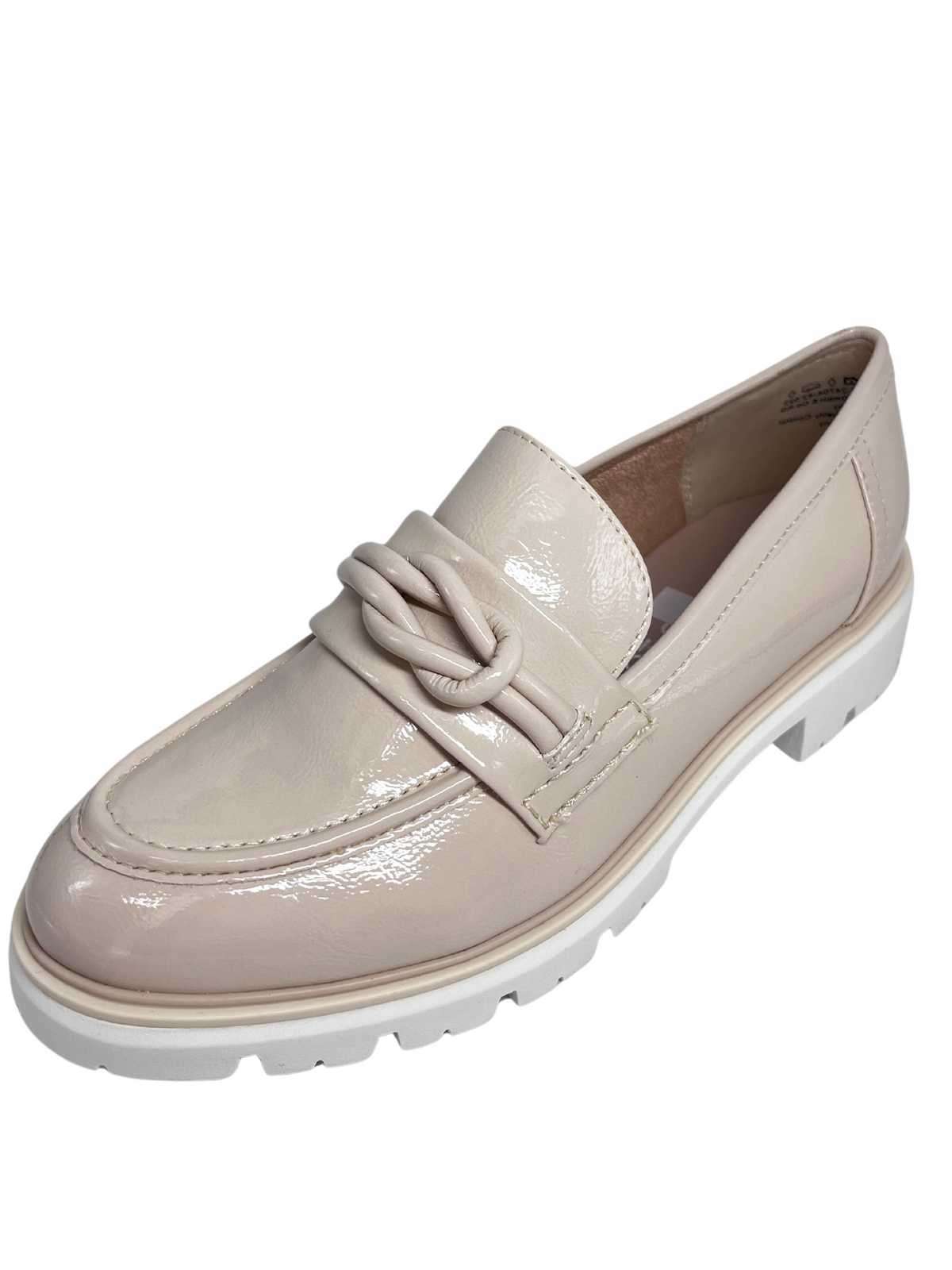 Marco Tozzi Cream Patent Loafer With Knot Design