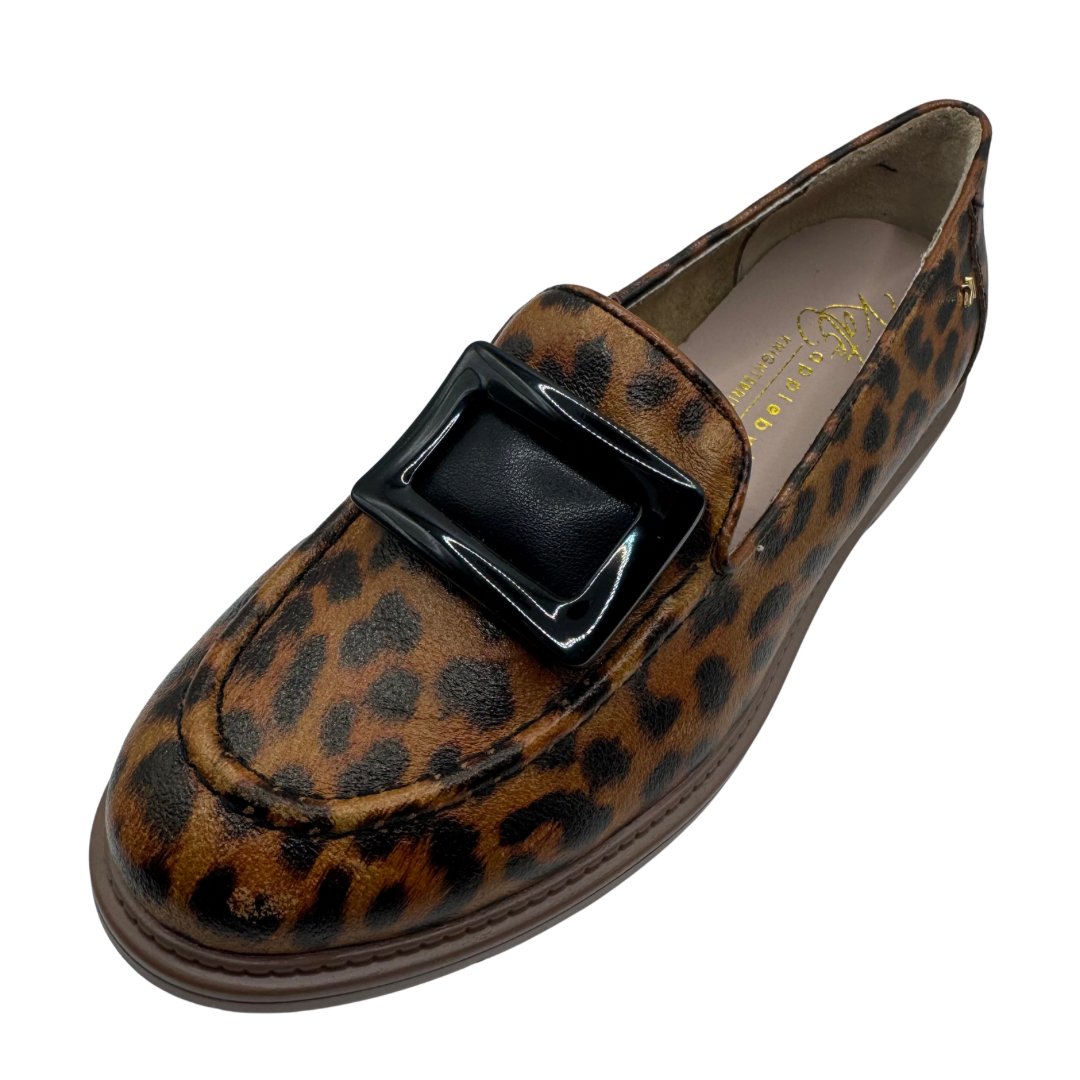 Kate Appleby Leopard Print Loafers with Black Buckle Detail