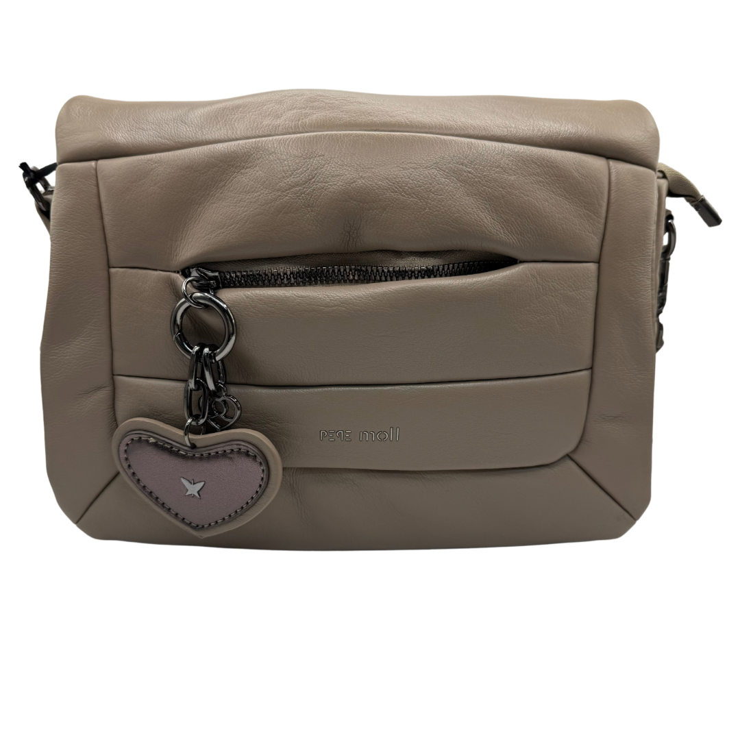 Pepe Moll Taupe Shoulder Bag with Front Pocket