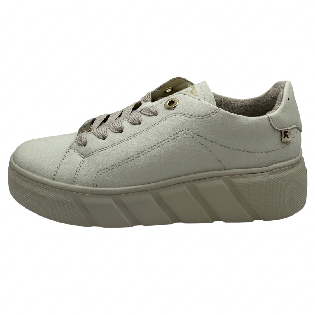 Rieker Off White Wedged Platform Trainers