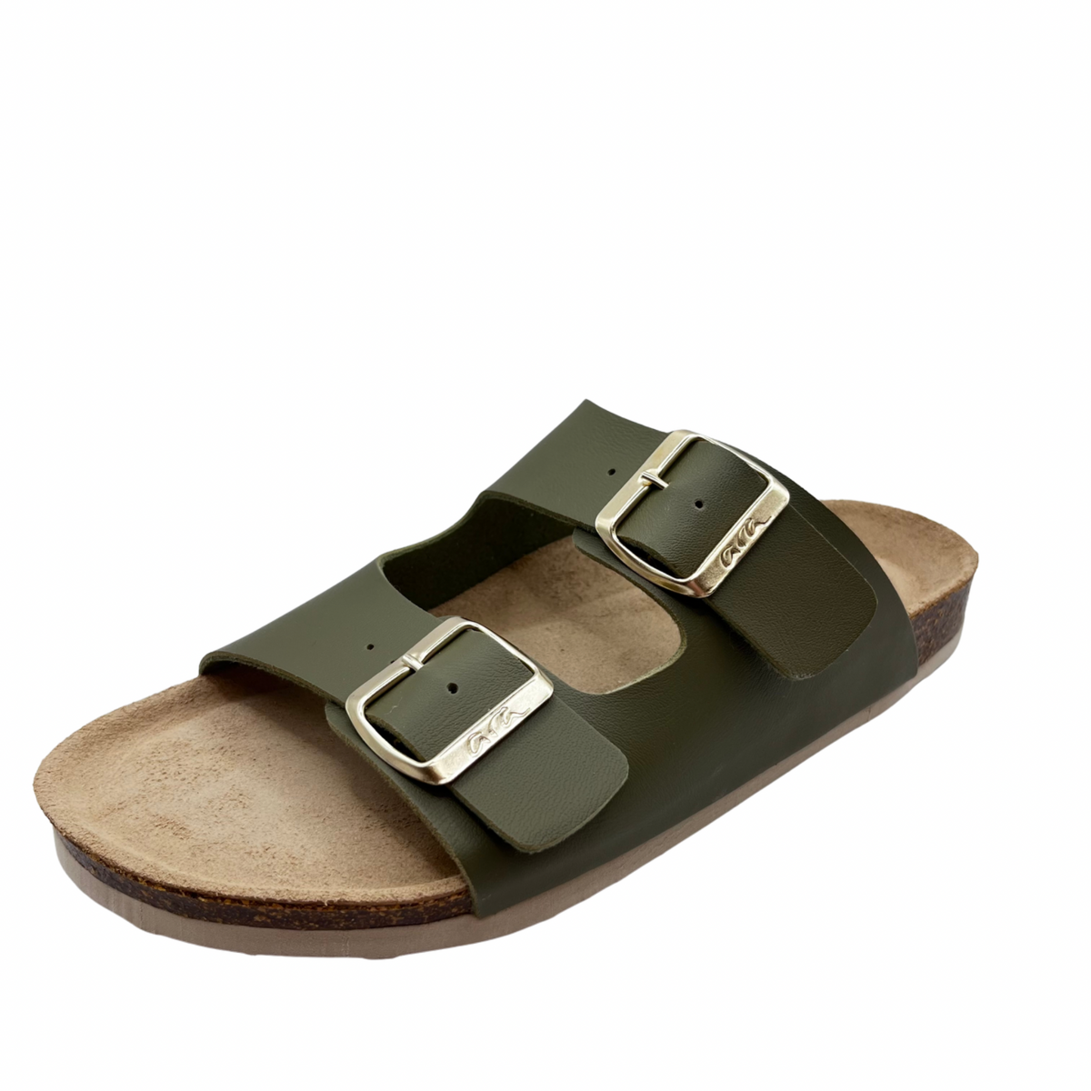 Ara Olive Green Slider Leather Sandal