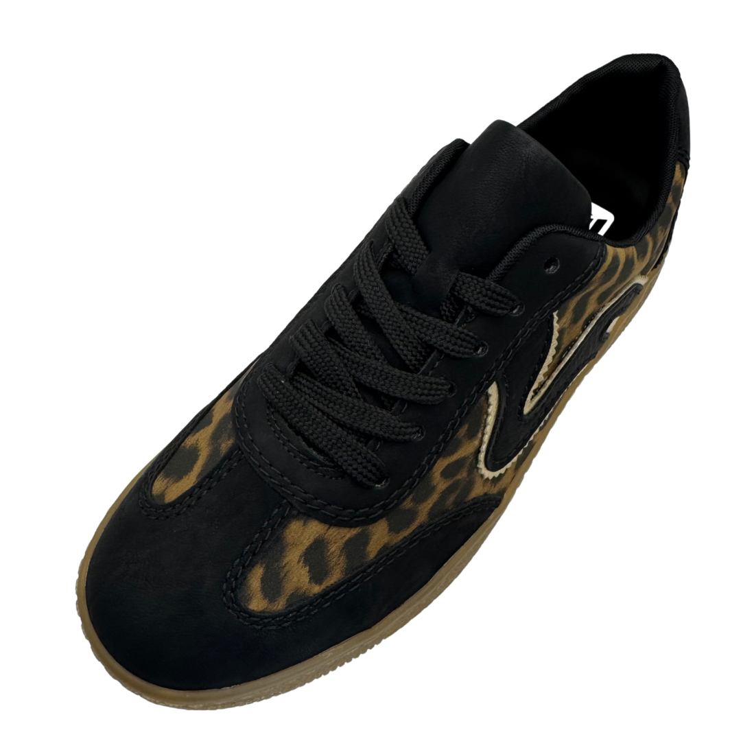 Rieker Black &amp; Leopard Print Trainers