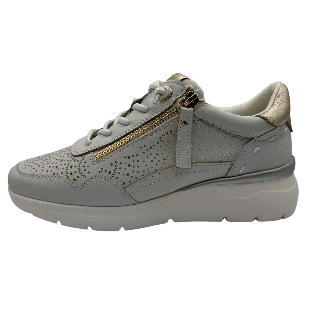 Carmela White Perforated Trainers