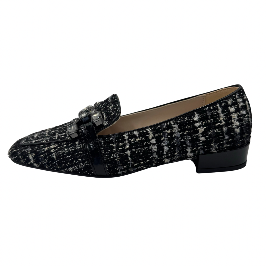 Marian Black &amp; White Tweed Loafers