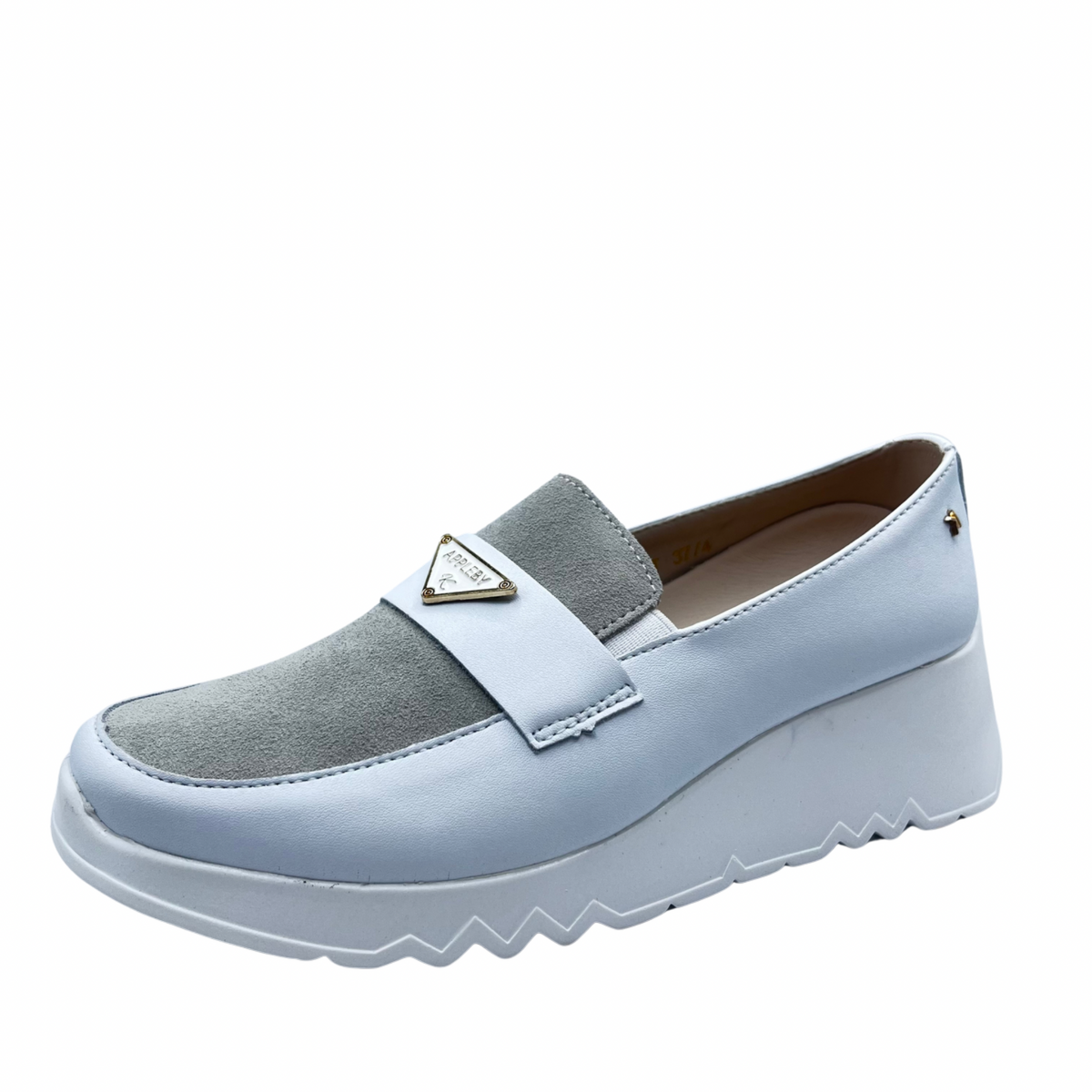 Kate Appleby White and Grey Wedge Loafer