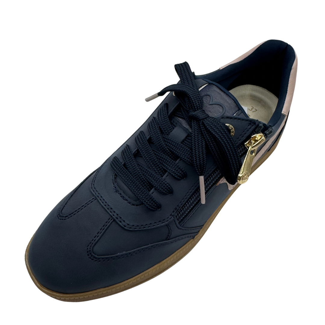 Marco Tozzi Navy Trainers with Pink Detail