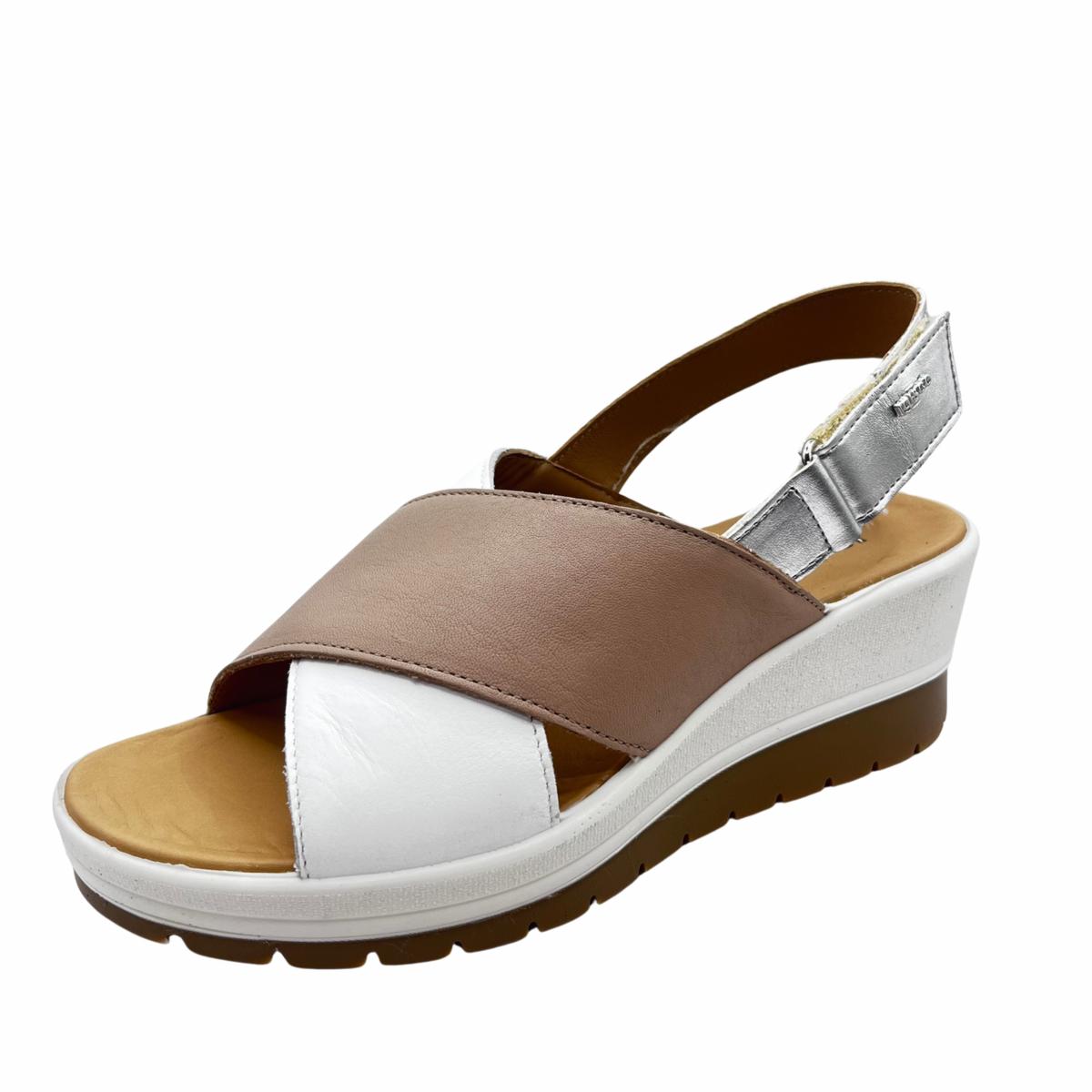 Igi &amp; Co White and Taupe Wedge Sandal
