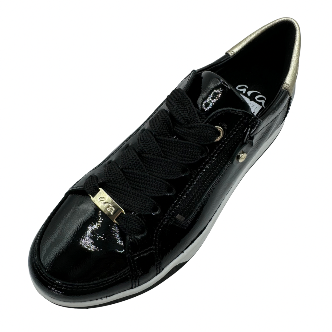 Ara Black Patent Trainers