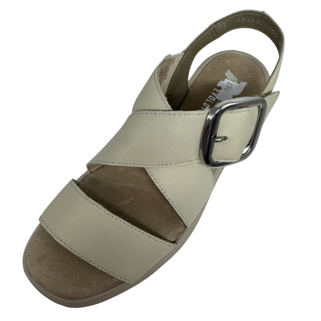 Rieker Beige Leather Wedge Sandals