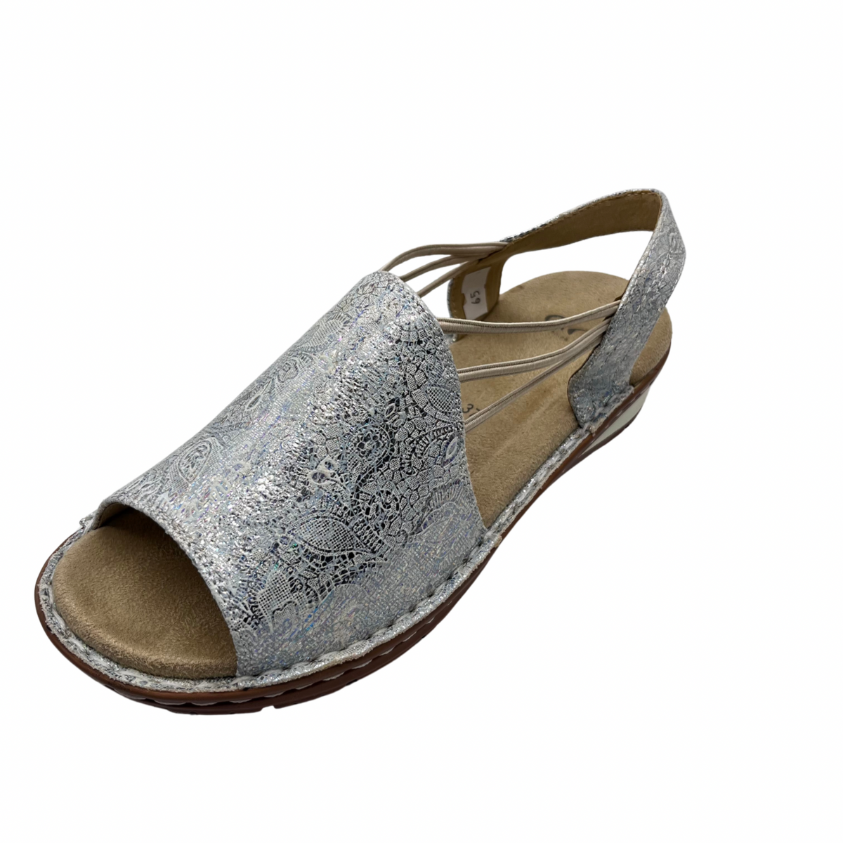 Ara Blue and Silver Design Elastic Sandals