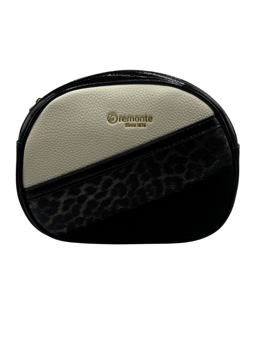 Remonte Black, Cream and Gold Crossbody Bag with Leopard Print Design
