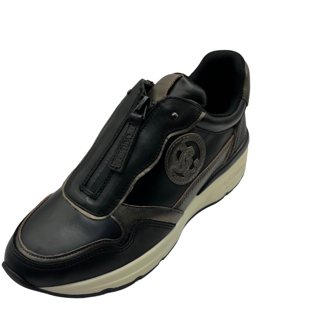 Carmela Black and Metallic Wedged Trainer