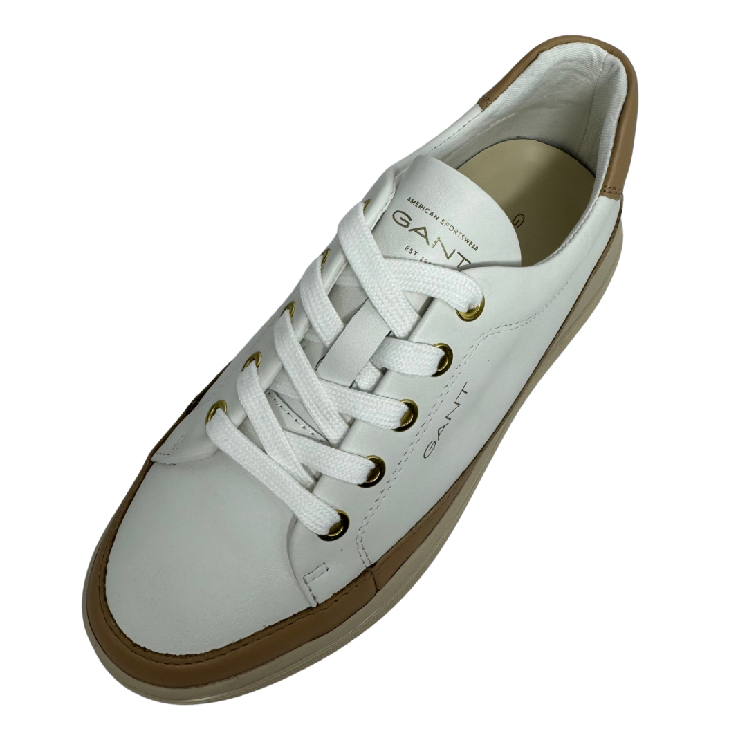 Gant White and Brown Leather Trainers