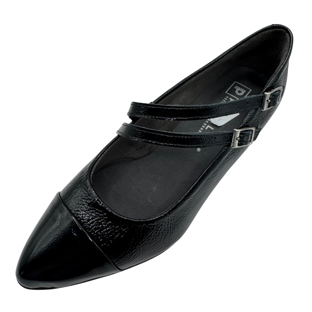 Pitillos Black Heeled Shoes with Double Strap Detail