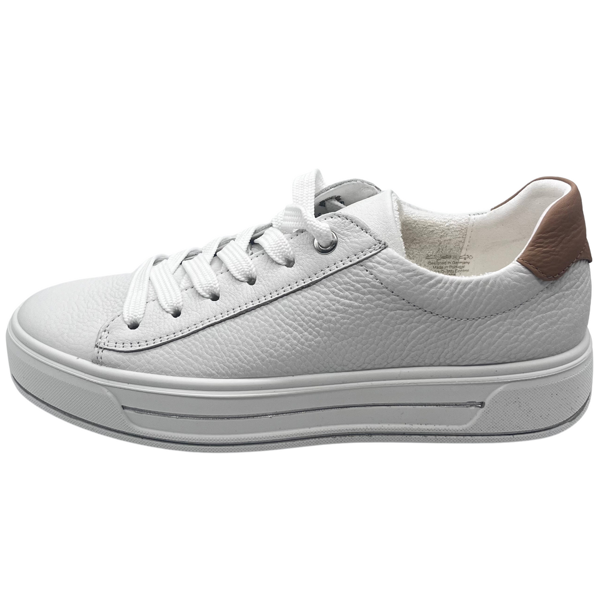Ara Leather White and Gold Trainers