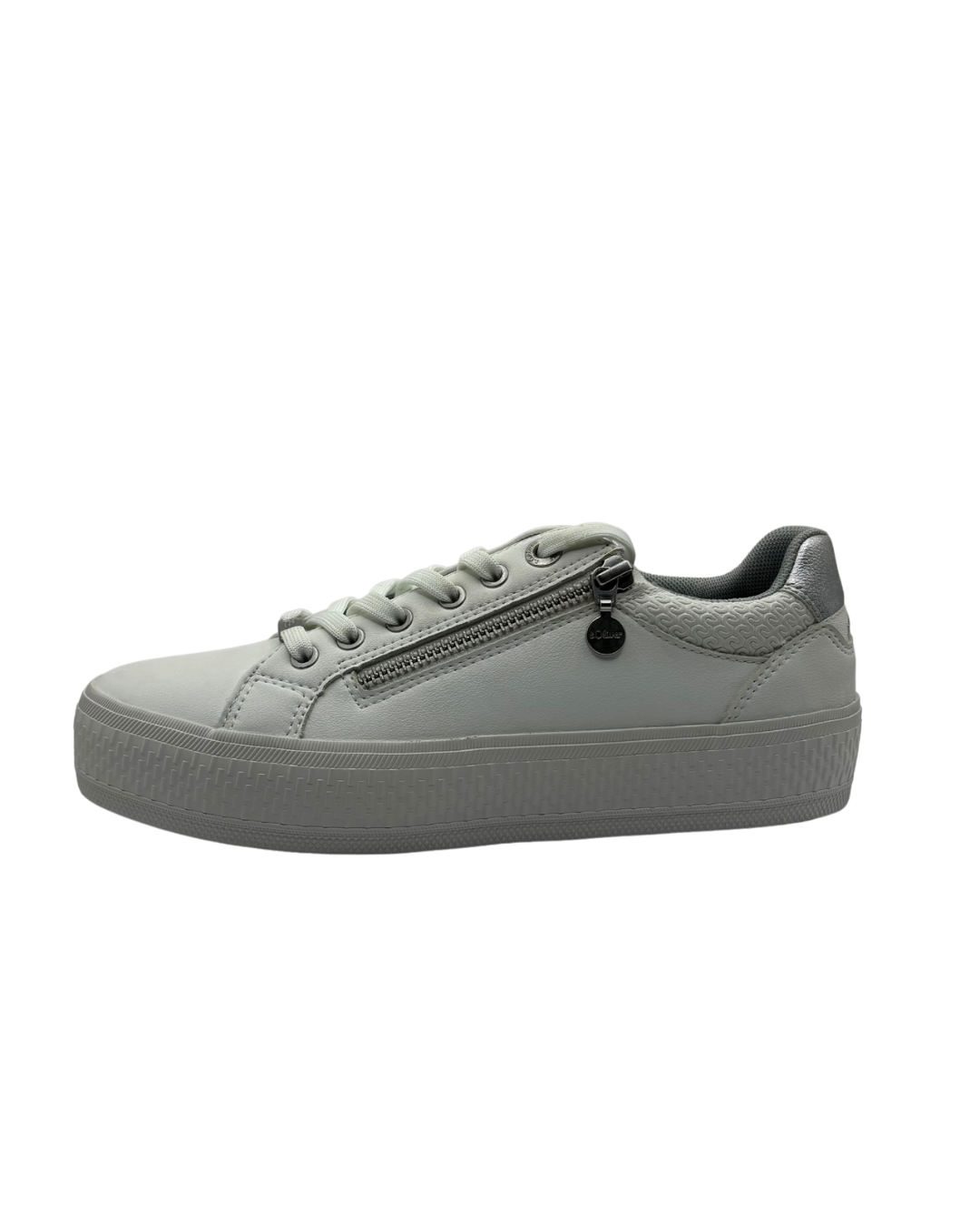 S Oliver White Platform Trainer with Side Zip