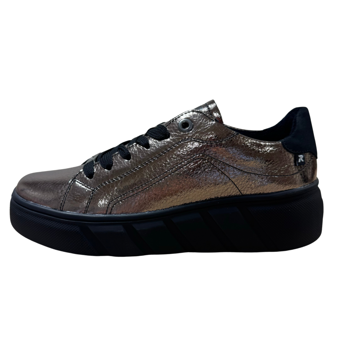 Rieker Bronze Metallic Wedge Trainers